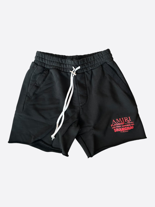 Amiri Black & Red Shanghai Exclusive Logo Shorts