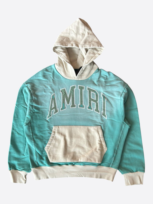 Amiri Faded Blue & White Embroidered Logo Hoodie