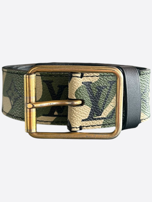 Louis Vuitton Takashi Murakami Green Camouflage Monogram Belt
