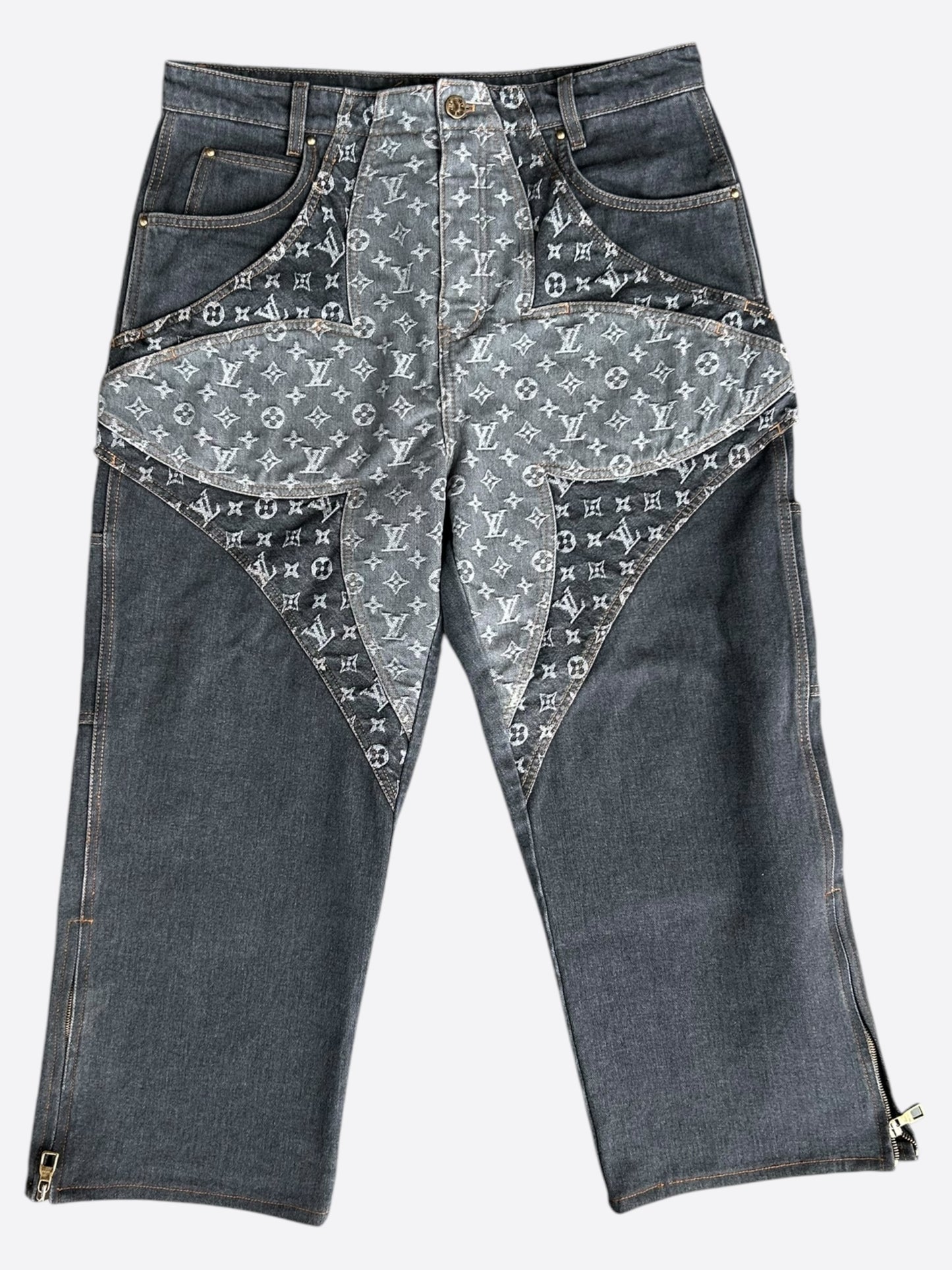 Louis Vuitton Grey Flower Monogram Jeans