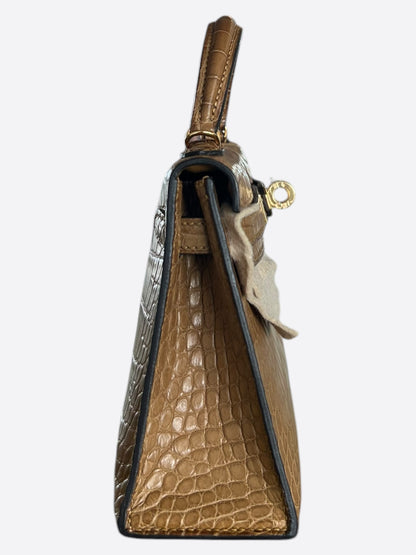 Hermes Brown Alligator Mini Kelly 20