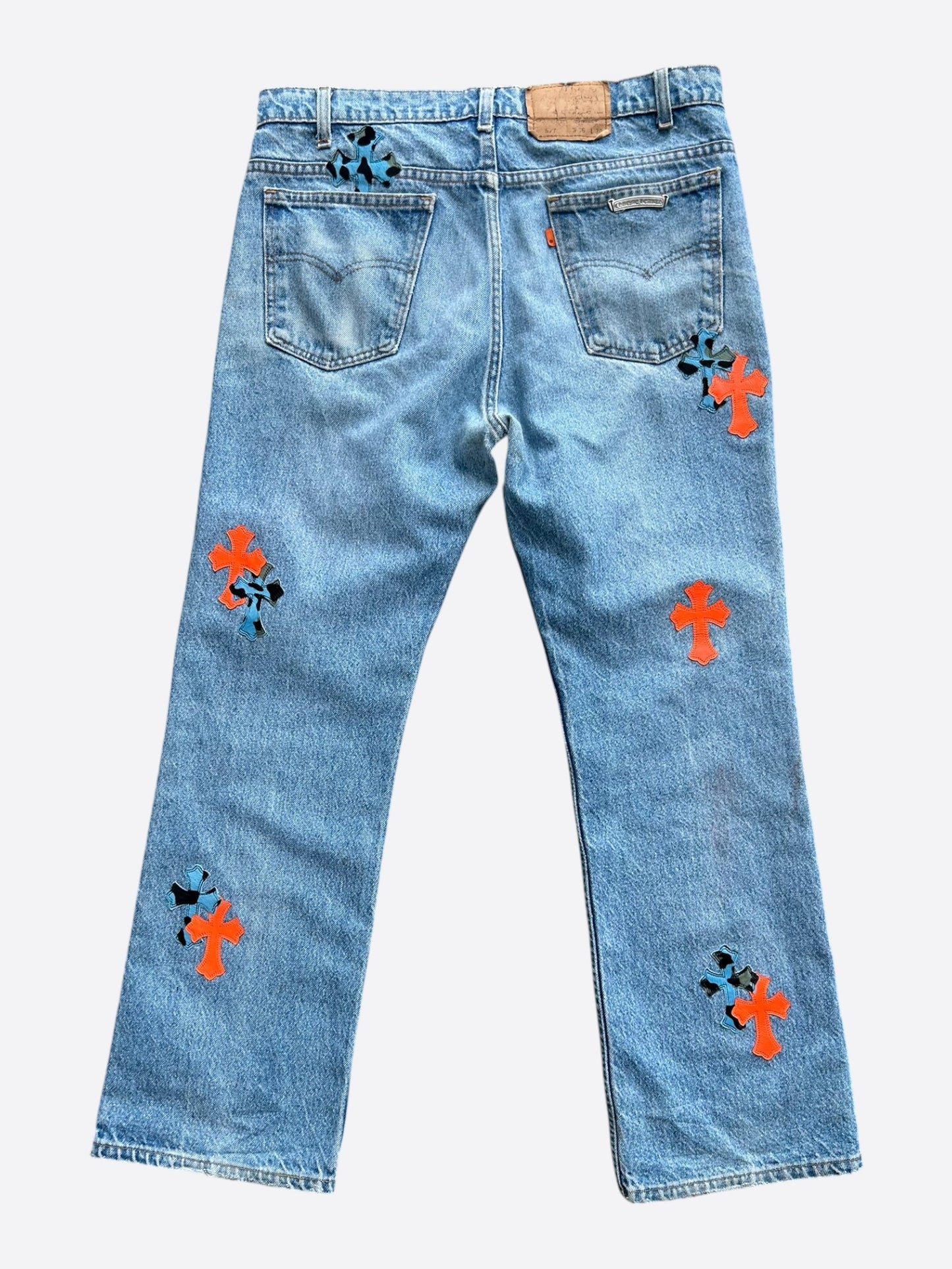 Chrome Hearts Levis Blue & Orange Cross Patch St. Barth Exclusive Jeans