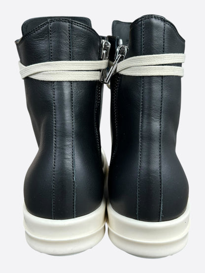 Rick Owens Black & White Leather Women's High Top Sneakers