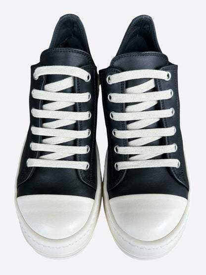 Rick Owens Black & White Leather Women's Low Top Sneakers