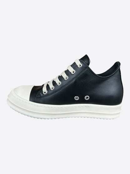 Rick Owens Black & White Leather Women's Low Top Sneakers