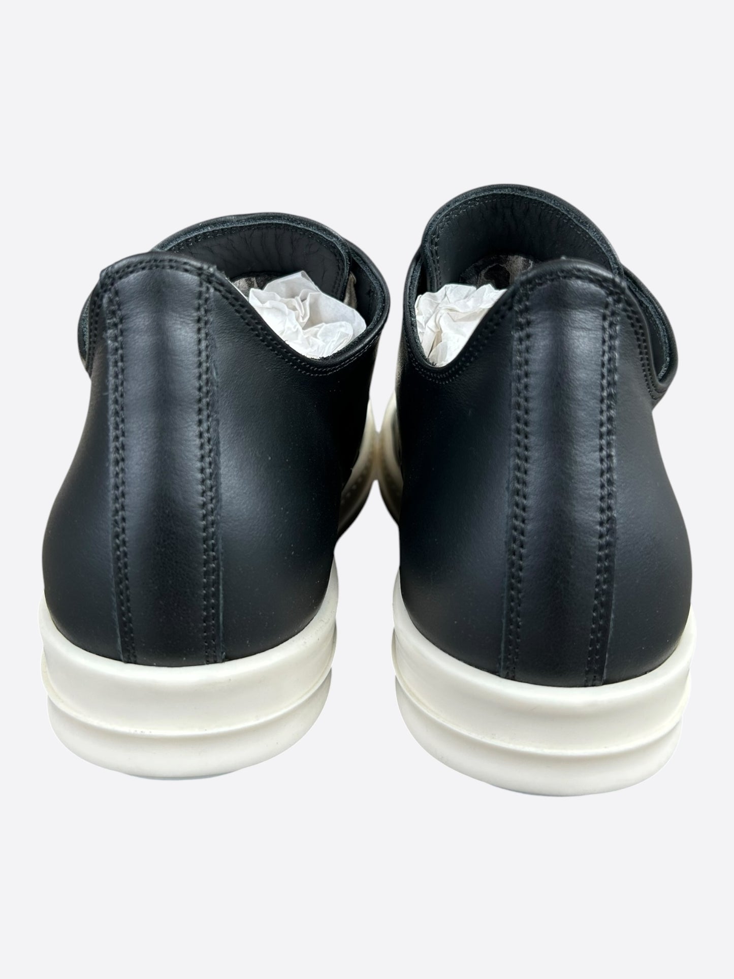 Rick Owens Black & White Leather Women's Low Top Sneakers