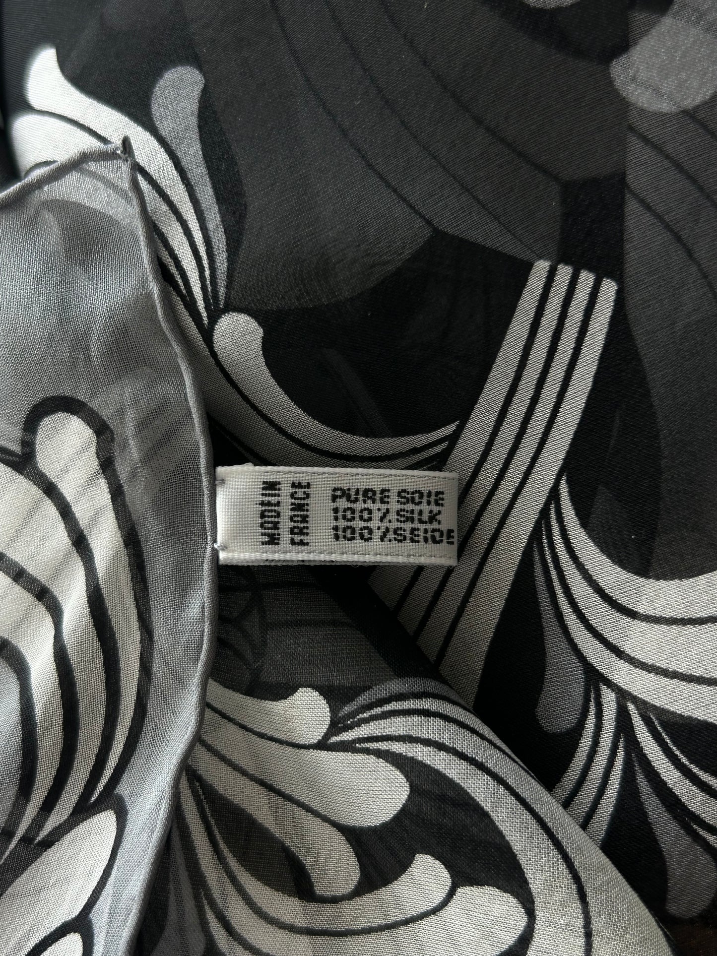 Chrome Hearts White & Black Cross Graphic Silk Scarf