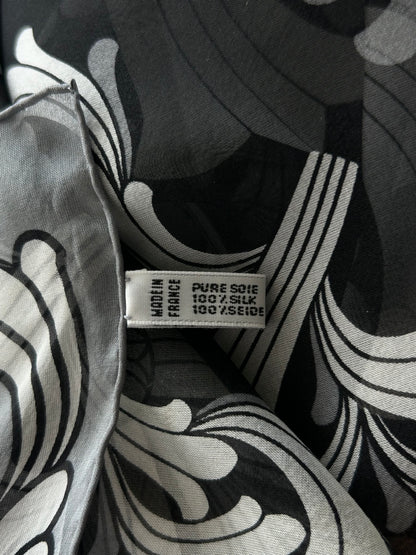 Chrome Hearts White & Black Cross Graphic Silk Scarf