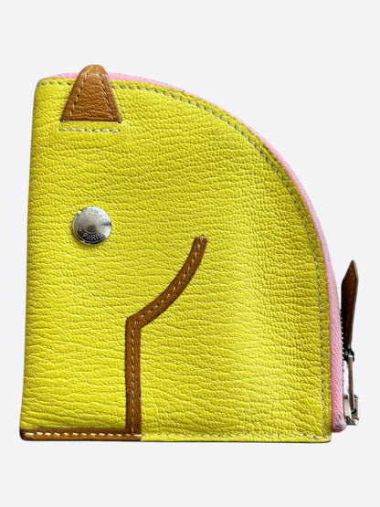 Hermes Yellow & Brown Epsom Paddock Chevre Misor Coin Pouch