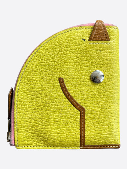 Hermes Yellow & Brown Epsom Paddock Chevre Misor Coin Pouch