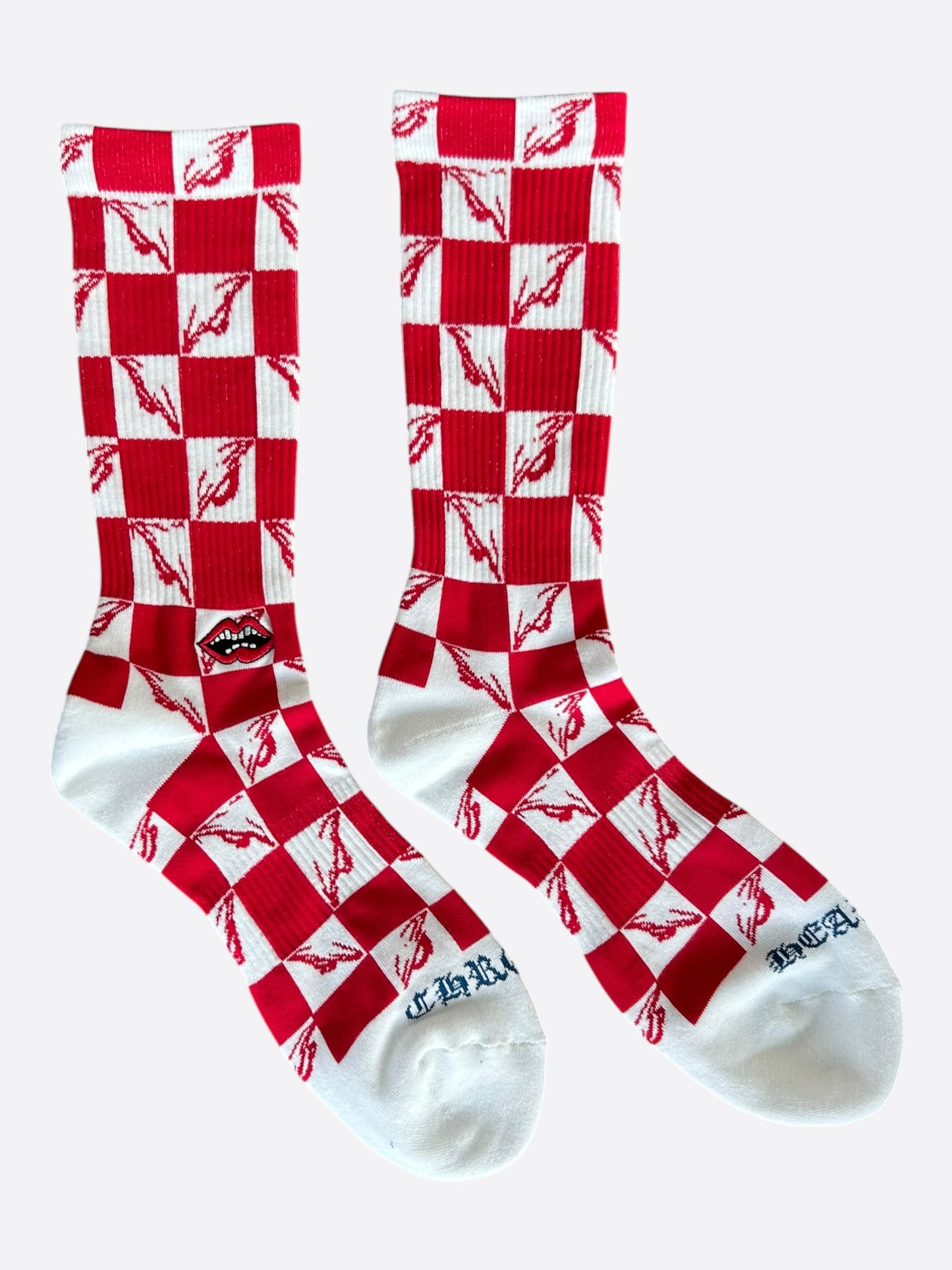 Chrome Hearts Matty Boy White & Red 99 Eyez Logo Socks