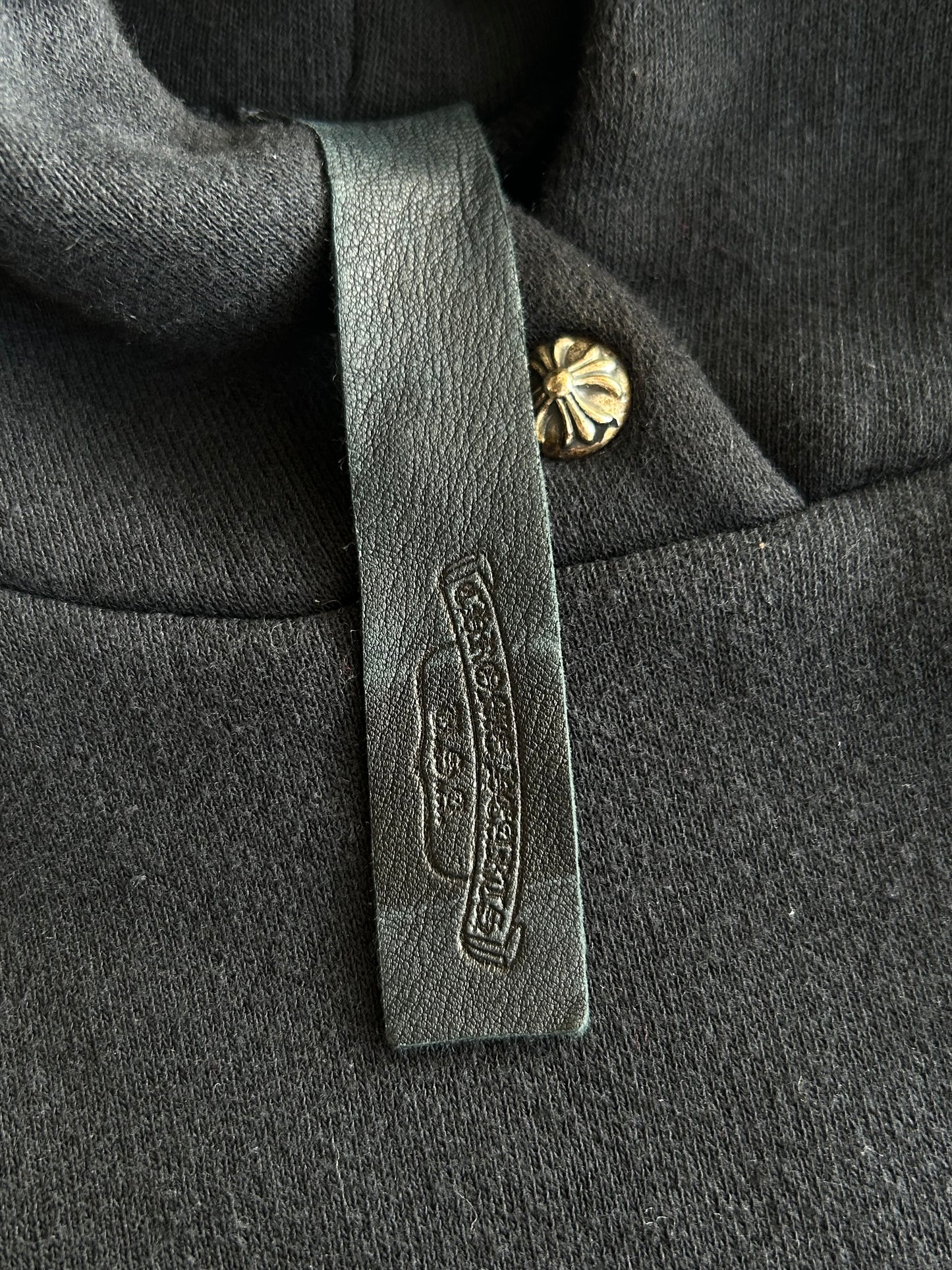 Chrome Hearts Black Leather Triple Cross Hoodie