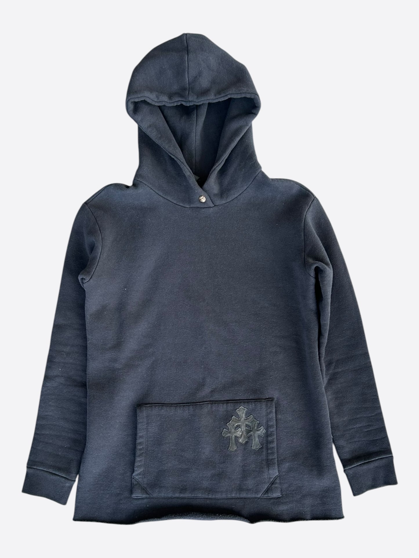 Chrome Hearts Black Leather Triple Cross Hoodie