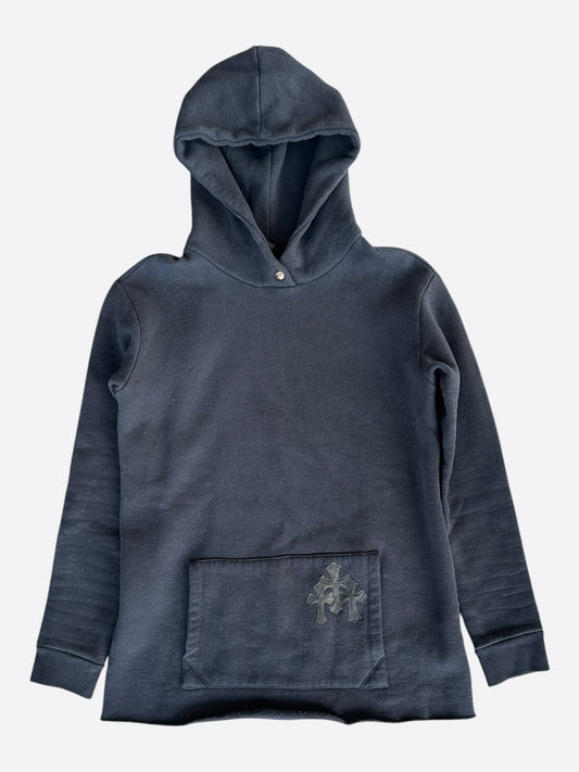 Chrome Hearts Black Leather Triple Cross Hoodie