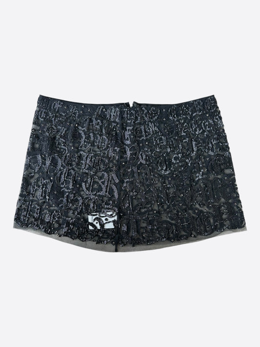 Chrome Hearts Black Pearl Logo Sheer Skirt