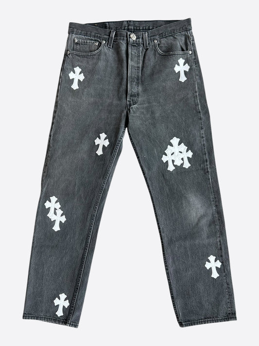 Chrome Hearts Levis Grey & White Cross Patch Jeans