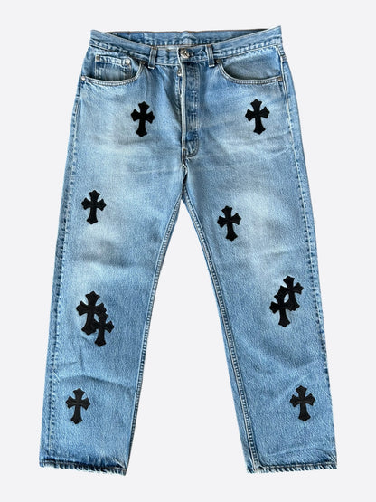 Chrome Hearts Levis Blue & Black Cross Patch Jeans