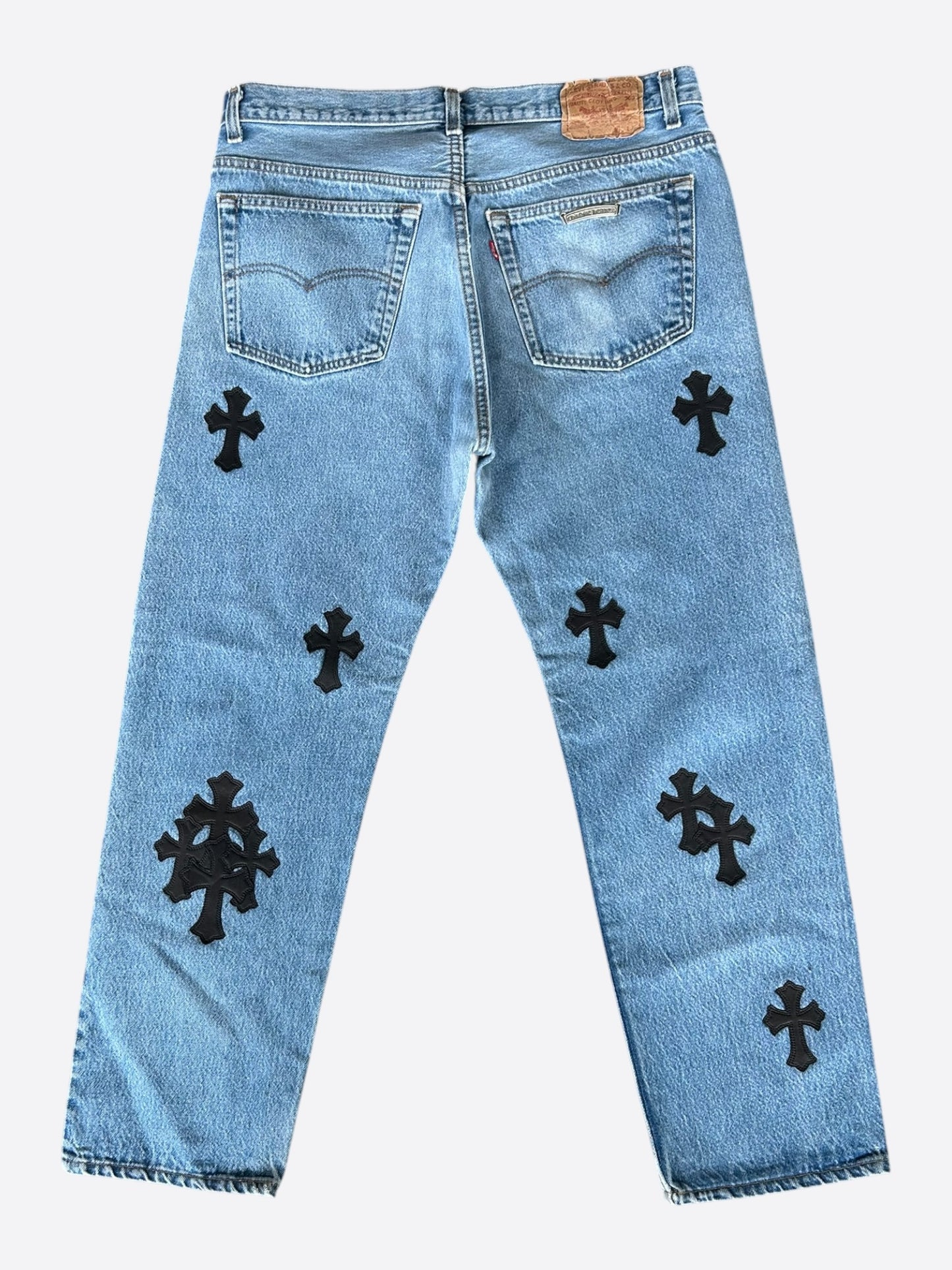 Chrome Hearts Levis Blue & Black Cross Patch Jeans
