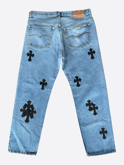 Chrome Hearts Levis Blue & Black Cross Patch Jeans