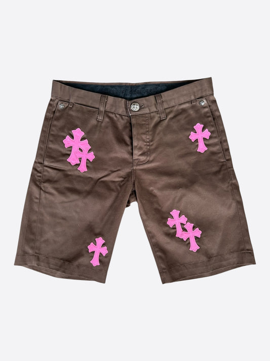 Chrome Hearts Brown & Pink Cross Patch Chino Shorts