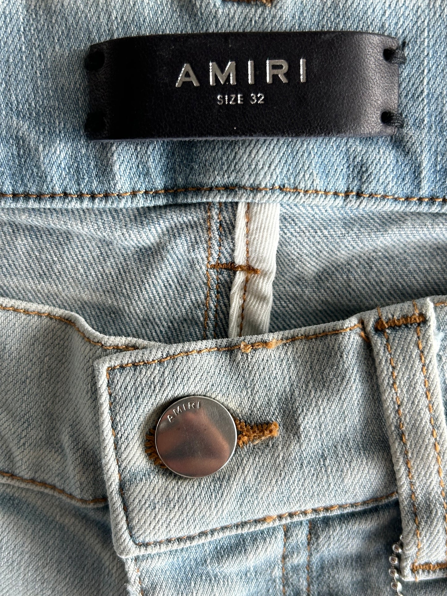 Amiri Light Indigo & Black Core Applique Logo Jeans