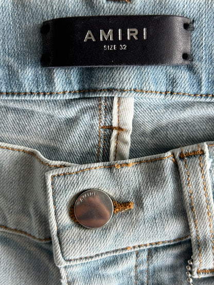 Amiri Light Indigo & Black Core Applique Logo Jeans