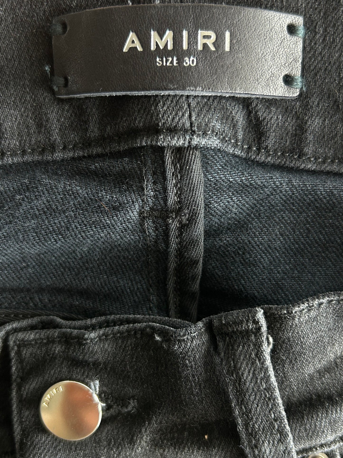 Amiri Aged Black & Grey Patch MX1 Jeans