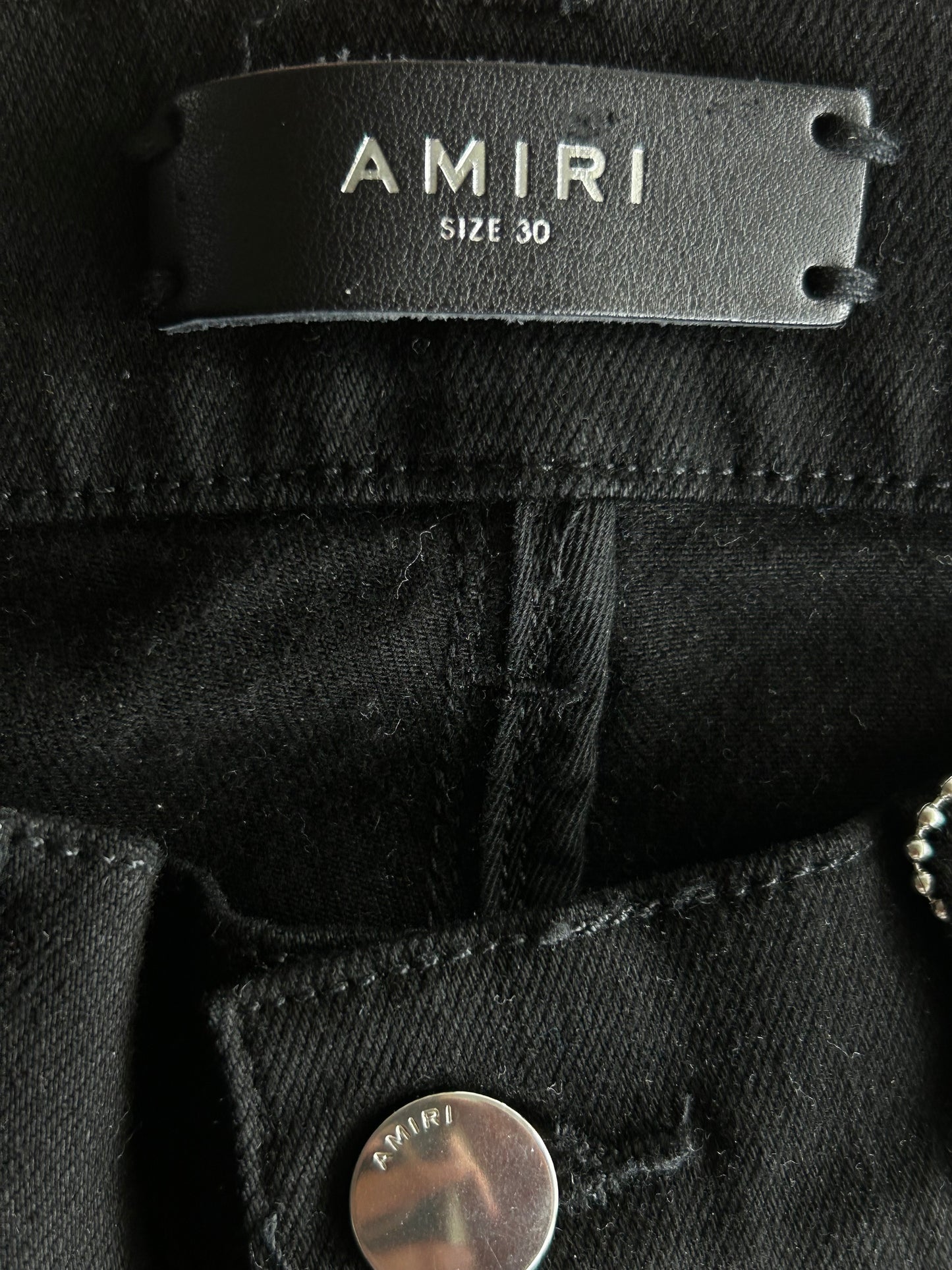 Amiri Black Quilted Leather Patch MX1 Jeans