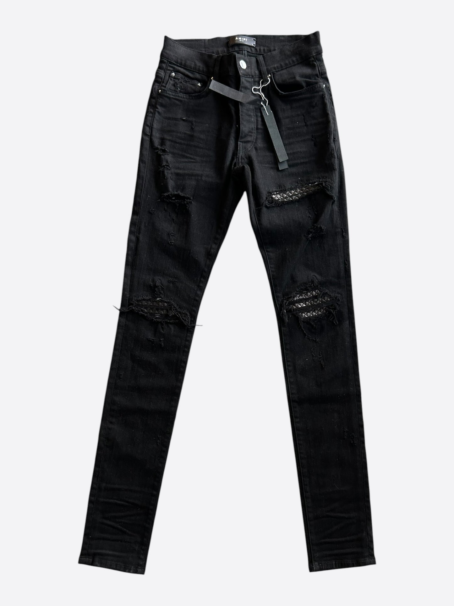 Amiri Black Quilted Leather Patch MX1 Jeans