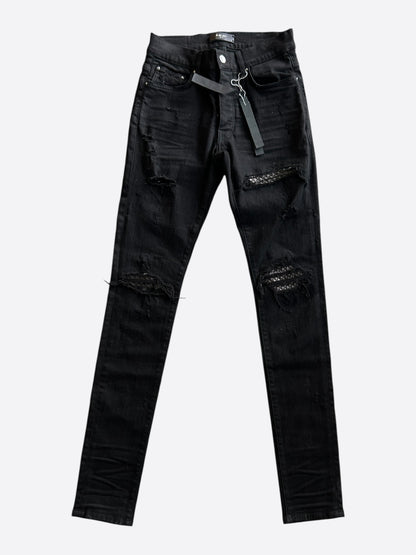 Amiri Black Quilted Leather Patch MX1 Jeans