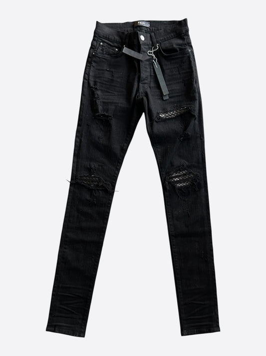 Amiri Black Quilted Leather Patch MX1 Jeans