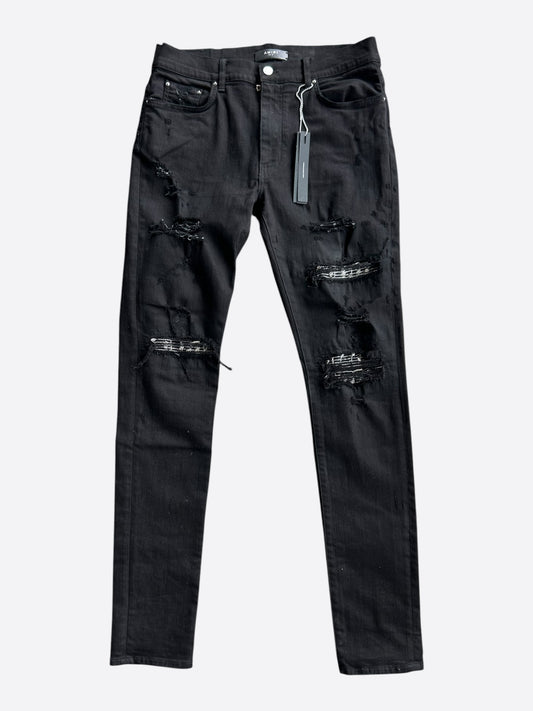 Amiri Black & Silver Music Note Patch MX1 Jeans