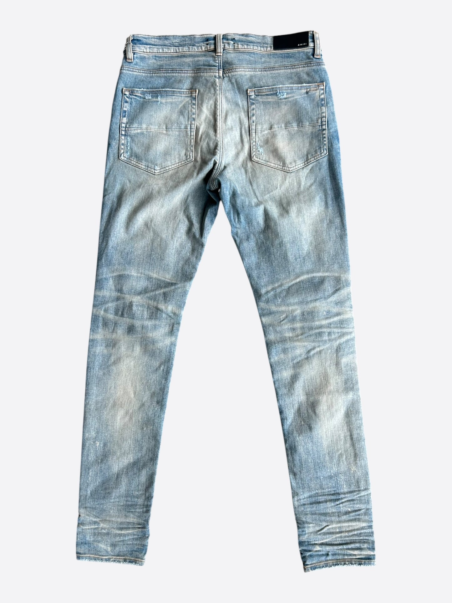 Amiri Clay Indigo Leopard Patch Thrasher Jeans