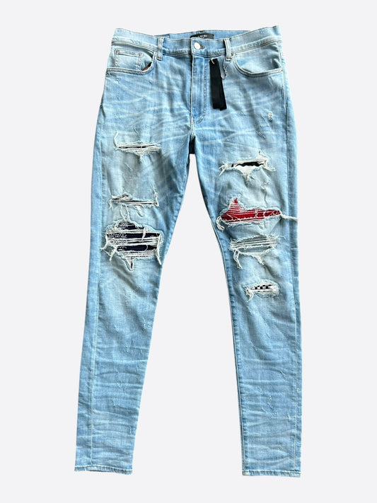 Amiri Blue & Multicolor Bandana Patch MX1 Jeans