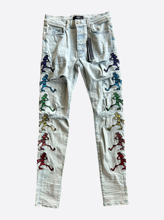 Amiri Grateful Dead Light Indigo & Multicolor Patch Jeans