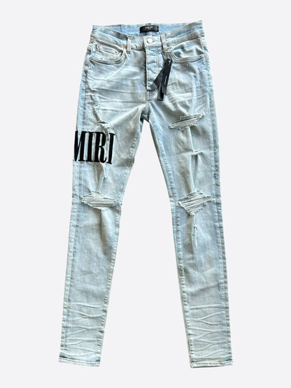 Amiri Light Indigo & Black Core Applique Logo Jeans