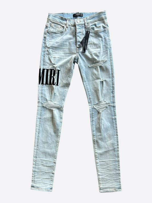 Amiri Light Indigo & Black Core Applique Logo Jeans