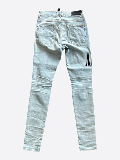 Amiri Light Indigo & Black Core Applique Logo Jeans