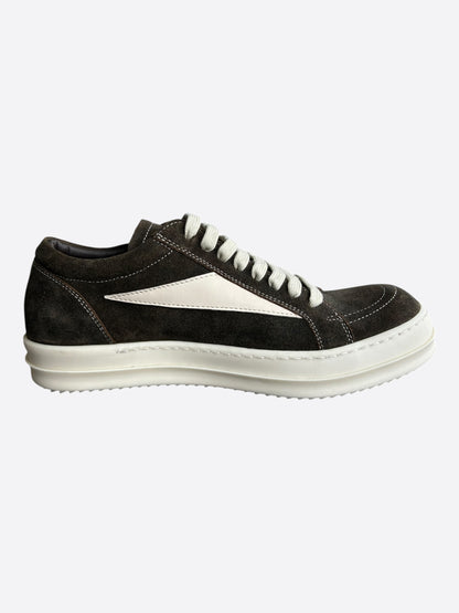 Rick Owens Brown & White Suede Vintage Sneaks Low