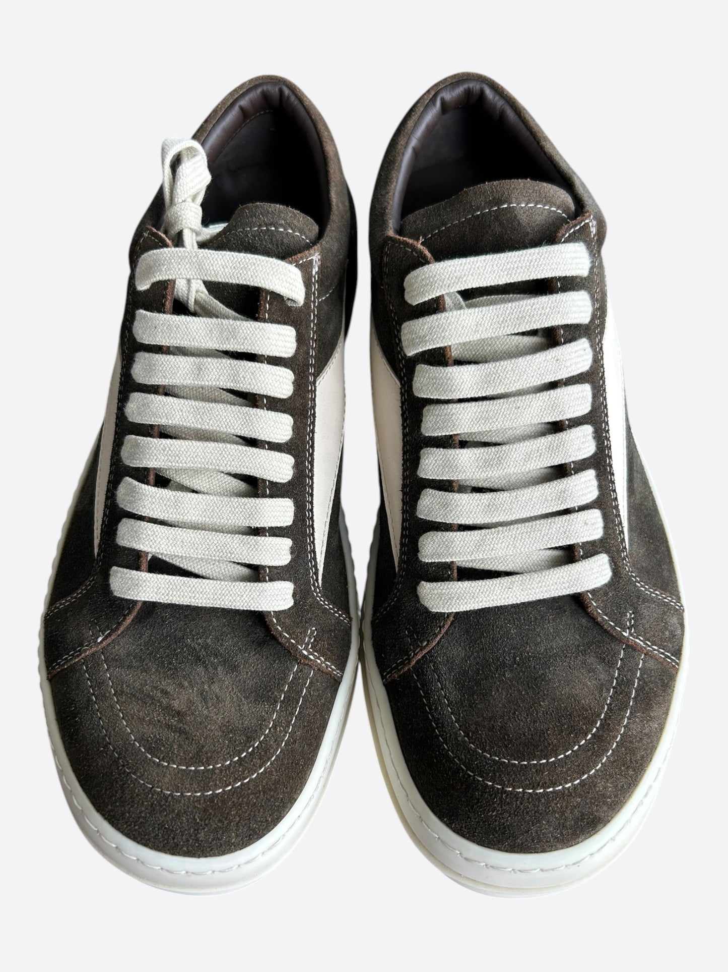 Rick Owens Brown & White Suede Vintage Sneaks Low