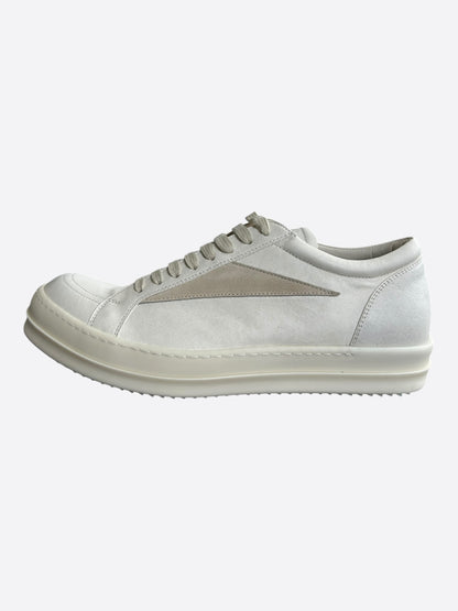 Rick Owens White & Beige Leather Vintage Low Top Sneaker