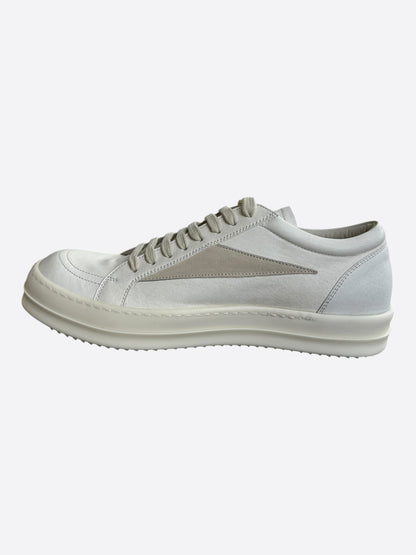 Rick Owens White & Beige Leather Vintage Low Top Sneaker