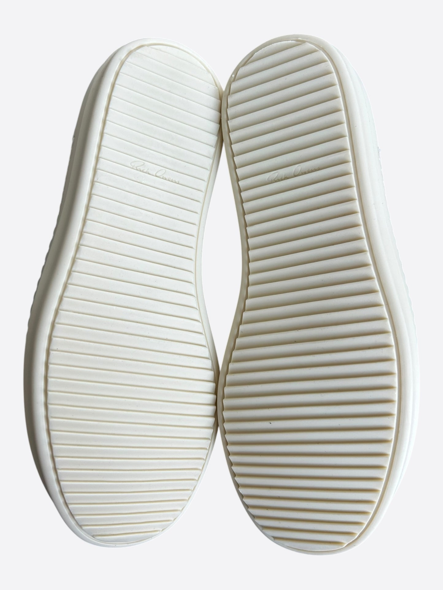 Rick Owens White & Beige Leather Vintage Low Top Sneaker