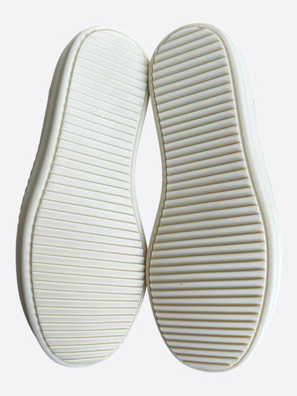 Rick Owens White & Beige Leather Vintage Low Top Sneaker