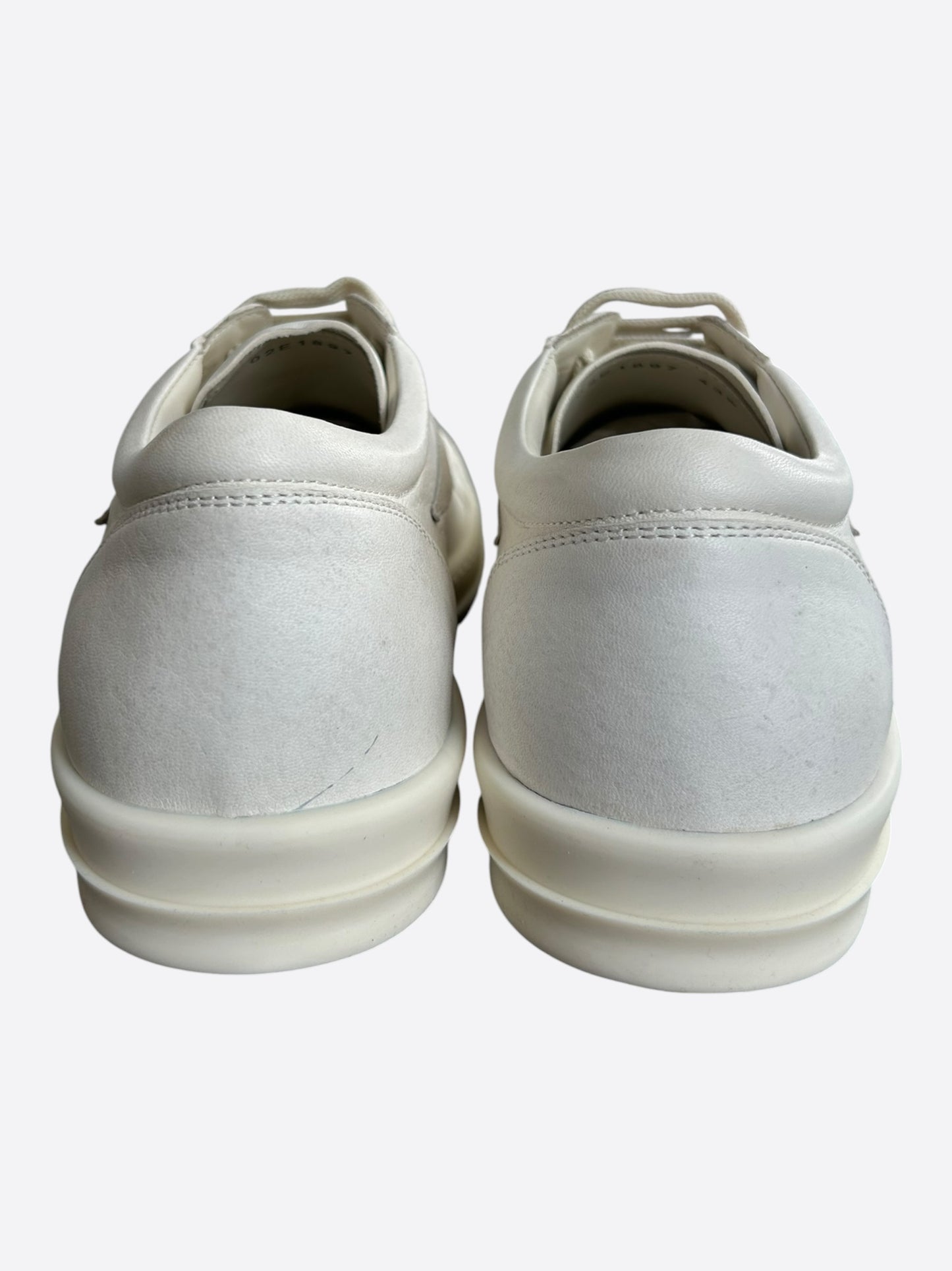 Rick Owens White & Beige Leather Vintage Low Top Sneaker
