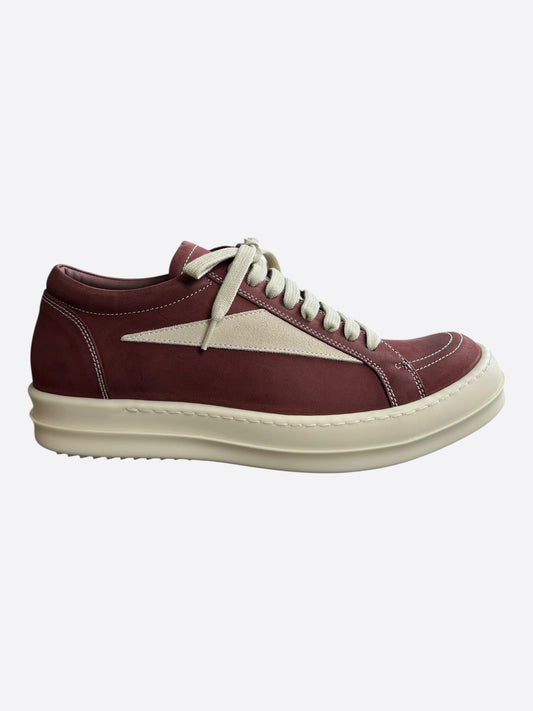 Rick Owens Burgundy & White Vintage Women's Low Sneakers