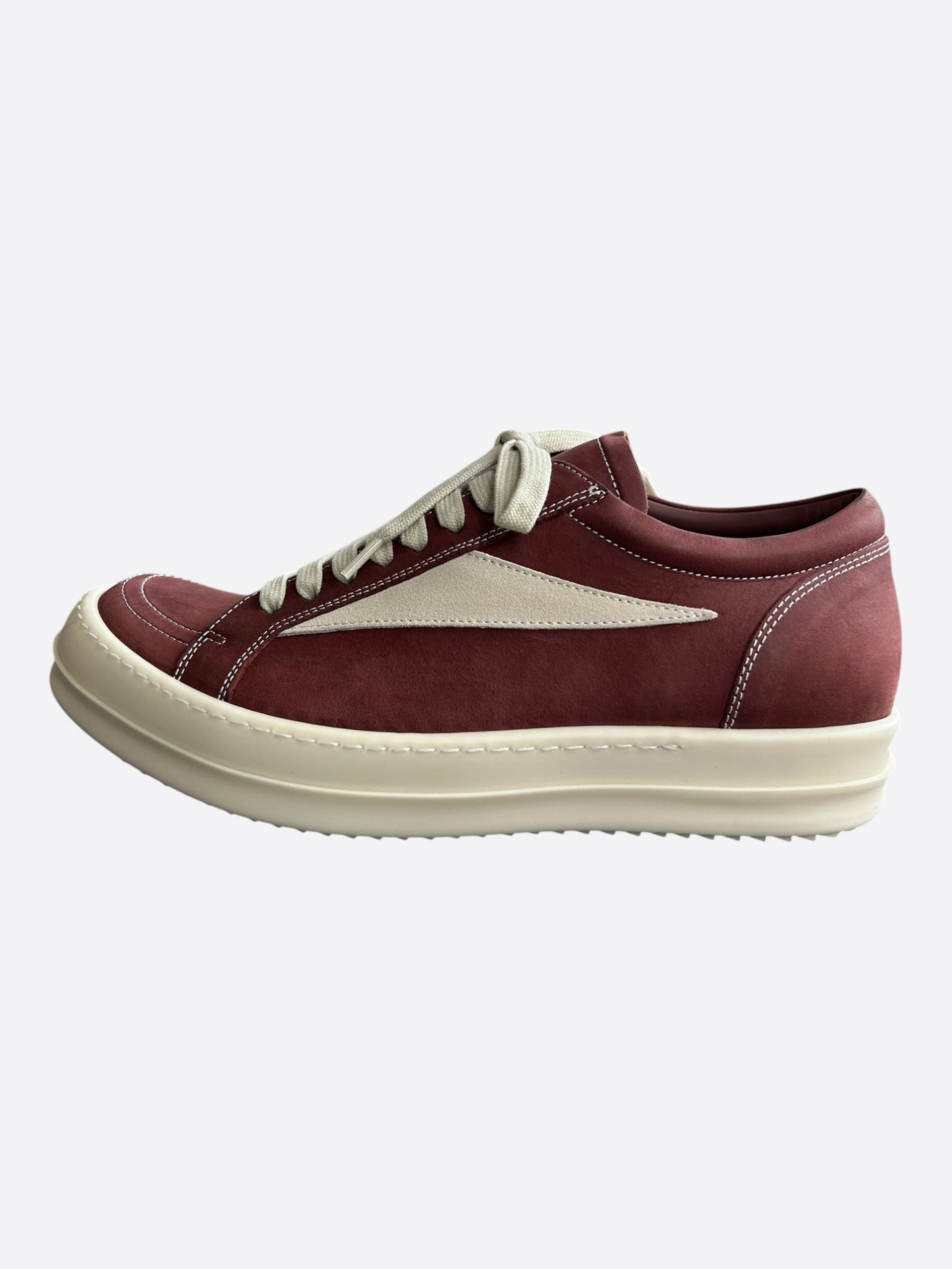 Rick Owens Burgundy & White Vintage Women's Low Sneakers