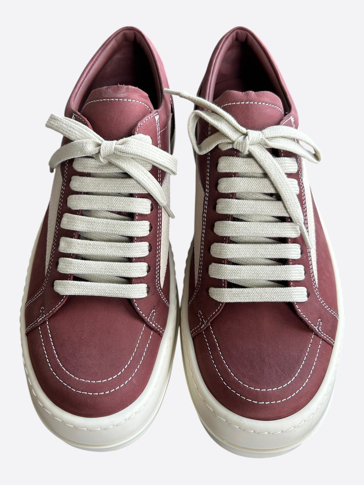 Rick Owens Burgundy & White Vintage Women's Low Sneakers