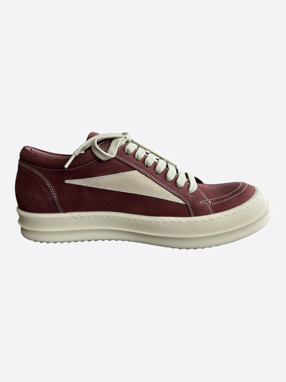 Rick Owens Burgundy & White Vintage Women's Low Sneakers