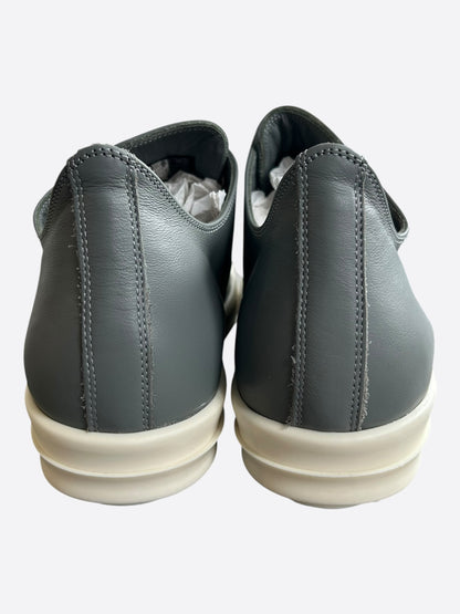 Rick Owens Grey & White Leather Low Top Sneakers